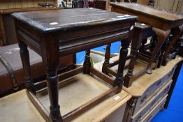 A period oak joint stool, coffin style or occasional table , approx. 50 x 36cm