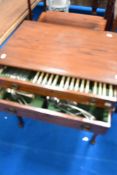 An early 20th Century mahogany cutlery canteen (Walker & Hall)