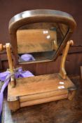 A 19th Century toilet mirror having drawer base