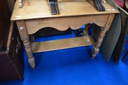 A Victorian stripped pine washstand having tiled back , width approx. 92cm