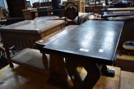 A vintage Priory style sewing table and two occasional tables