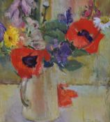 Annice Readyhough (20th Century/Contemporary), watercolour, A still life arrangement depicting red