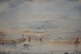 Gordon Wilson (20th Century), watercolour, A harbour scene with masted boats, signed and dated