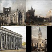 After Thomas Allom (1804-1872, British), coloured engravings, Four architectural illustrations - '