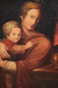 19th Century Italian School, oil on canvas, Madonna and Child, unsigned and unframed, measuring 50cm