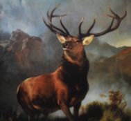 After Sir Edwin Landseer (1802-1873, British), coloured print, 'Monarch of the Glen', framed and