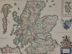 After Willem and Johan Blaeu (16th/17th Century, Dutch), coloured print, A map of Scotland with
