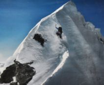 20th Century, coloured print, 'The Hillary Step of Everest, Douglas Haston Climbing', with