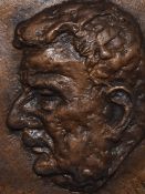 'The Lowrys', a blue leather bound folder containing three portrait prints after Laurence Stephen