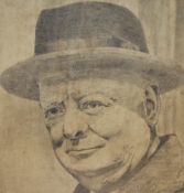 20th Century School, pencil sketch, Sir Winston Churchill, signed 'Harrington' and dated 1941 to the