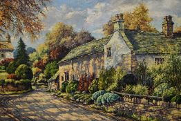 John Spencer (20th Century, British), oils on board, Two vibrant Derbyshire illustrations - '