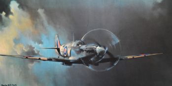 After Barrie A.F. Clark (b.1943, British), coloured print, 'Spitfire', framed, measuring 50cm x