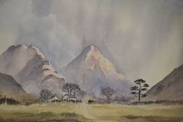 David Bellamy (20th Century, British), watercolour, A mountainous landscape - possibly Wales, signed