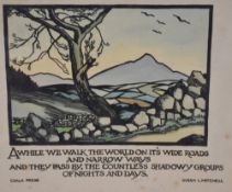 After Susan Langstaff Mitchell (1866-1926, Irish), print, A text from the Cuala Press - 'Awhile We