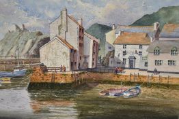 J.O. Swinn (20th Century/Contemporary), watercolour, Polperro Harbour in Cornwall, signed and