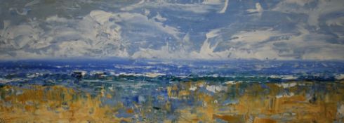 Charles Williams (20th Century), oil on board, An attractive semi-abstract coastal landscape,