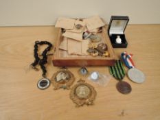 A collection of Medals and Badges including France 1870 Franco-Prussian War Medal, Railway Service