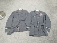 A 1960’s RAF number 1 service dress jackets with DSO DFC AFC medal ribbons and Rosette, pilot