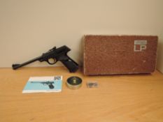 A Walther LP Model 53 .177 Air Pistol with pellets in original box and instructions