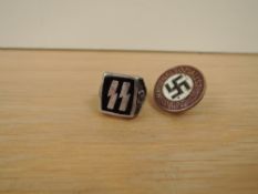 A German white metal SS Ring having marks on inside G & S 85 along with a National Sozialistische