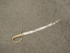 A Prussian Infantry Sabre 1818 pattern, know as the new Prussian Sabre, brass hilt, blade marked F.
