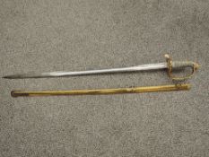 A British Infantry Officers Sword 1822 Pattern, fold down guard, gothic hilt with Victoria Cypher,