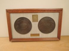 A framed and glazed Wall Plaque, The Waterloo Medal by Authority of The Waterloo Committee, The Arms