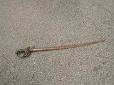 A Victorian Officers Sword having Victoria cypher to brass guard, blade marked RR, no scabbard,