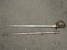 A Victorian 1897 pattern Infantry Officers Sword having pierced guard, wire and leather grip,