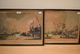 After Philip James de Loutherbourg RA (1740–1812), coloured prints, Two maritime illustrations - '