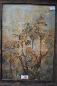 A watercolour of Autumnal leaves measuring 33cm x 43cm