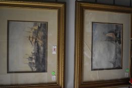 In the manner of John Wilson Carmichael (1800-1868, British), coloured prints, Two maritime