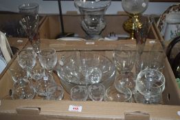 A nice collection of assorted drinking glasses including two Stuart Crystal cut and etched glass