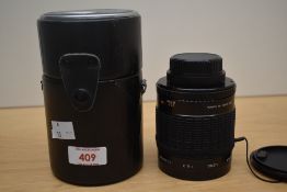 A Sirius MC Mirror camera Lens 1:8.0 F=500mm 72 No.510687 with leather effect case