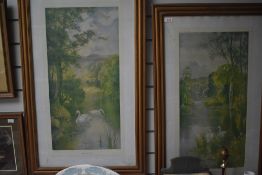 Two Douglas Graham prints titled Betwixt The Hills and A Peaceful Backwater each measuring 52cm x