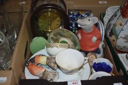 A miscellaneous selection of items including a vintage domed Schmeckenbecher mantel clock, a large