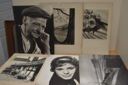 20th Century, photographic prints, Seven monochrome photographic prints and portraits on card, to