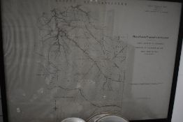 A framed map of the County of Lancaster, measuring 77cm x 97cm overall