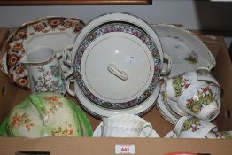 A Regency English Bone China part tea service having hunting design and 20 pieces, a Victorian