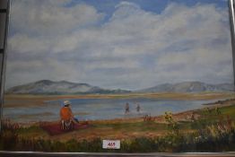 20th Century School, oil on board, A coastal landscape, framed and under glass, measuring 42cm x