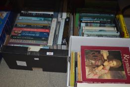 Three cartons of books including Art. Large format monographs and reference, Biographies and