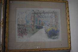 After M.Marten (20th Century), coloured print, 'Incantesimo', An Italianate garden scene, signed