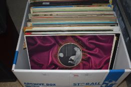 A carton of classical LP records including Winchester Cathedral Choir, Gustav Holst The Planets,