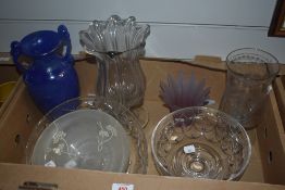 Two 19th century celery vases, one engraved and one scalloped and ribbed, a Stuart Crystal