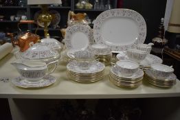 A quantity of Minton tableware in the 'Tapestry' pattern, including lidded tureens, sauce boat and
