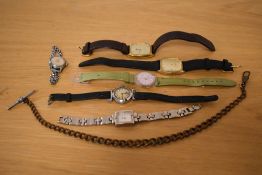 Six wrist watches of various forms including Swatch, Lorus, Loichot, Limit etc and a gold plated