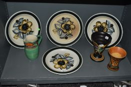 Four Norwegian studio pottery plates by Stavangerflint, each with a diameter of 25cm, three studio