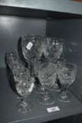 A selection of 20th Century lead crystal and cut glass drinking glasses, to include wine glasses