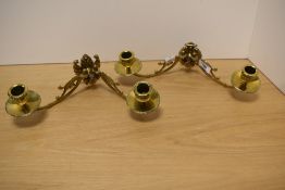 A pair of 19th/20th Century brass swivel wall mounting sconces, branch length - 22cm