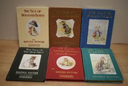 Six Beatrix Potter books having gilt edges including Samuel Whiskers, Johnny Town Mouse etc.